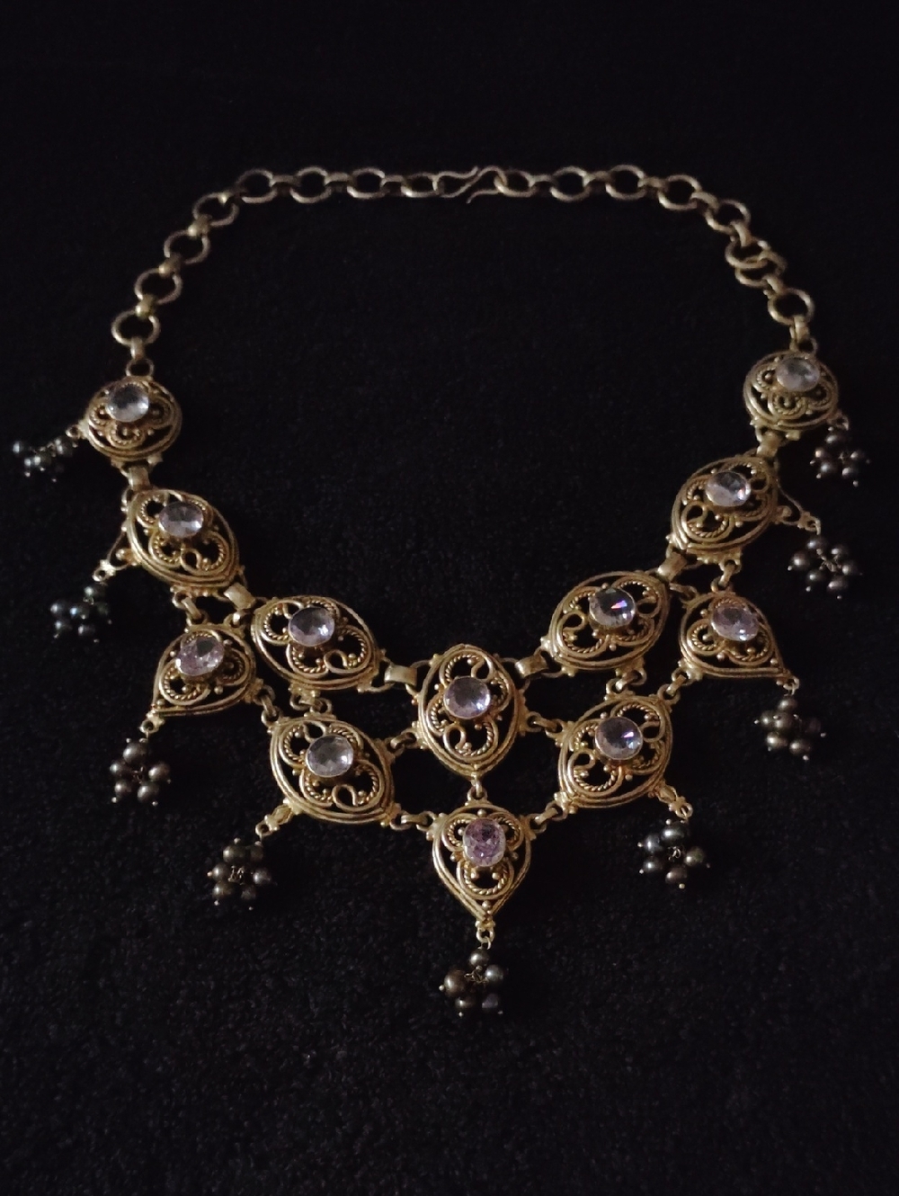 Massive Sterling Silver & Stones Necklace 18" Neck Size